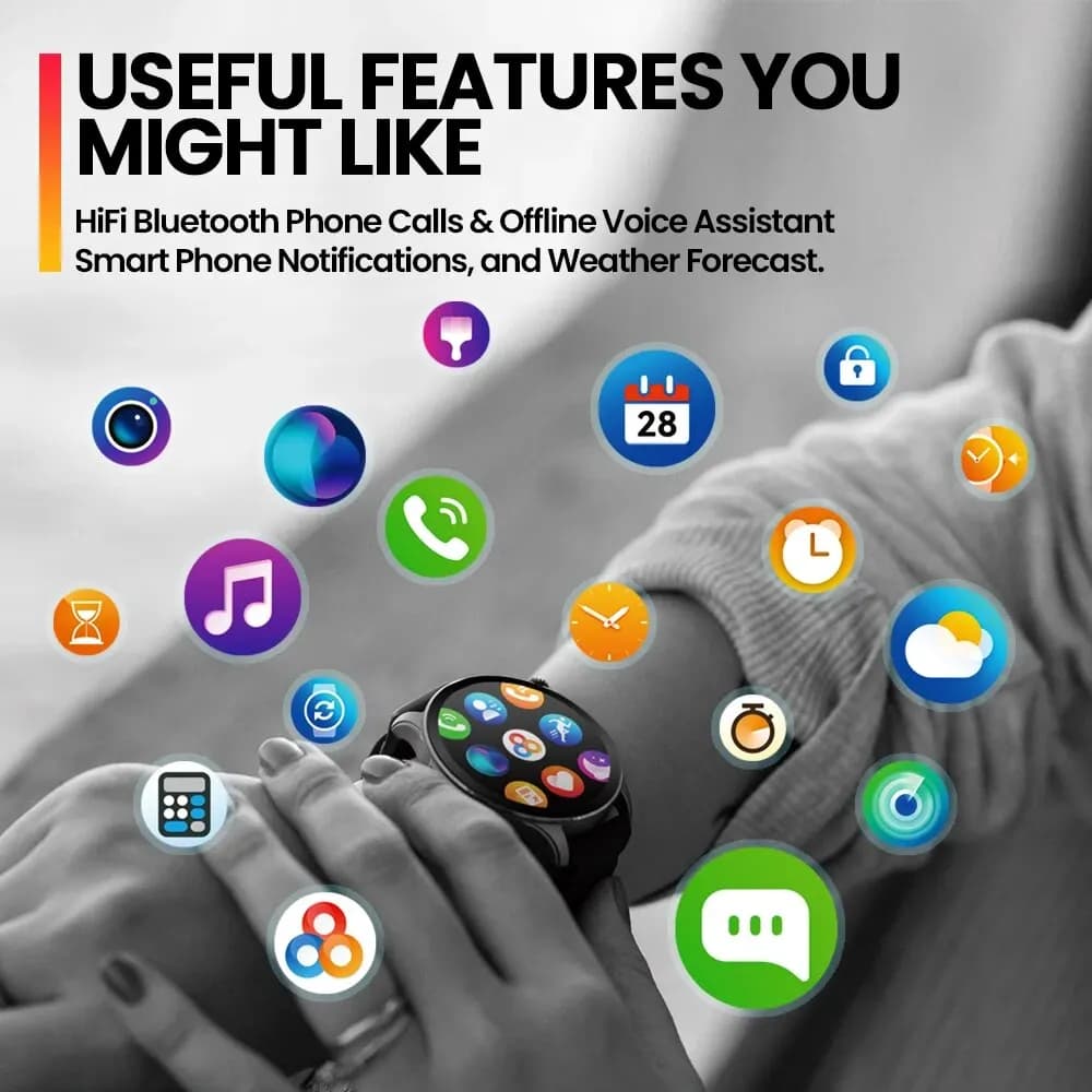 ساعة ذكية جديدة زيبليز بي توك 3 برو بشاشة AMOLED مقاس 1.43 بوصة مع مكالمات بلوتوث وتتبع الصحة واللياقة البدنية - 4