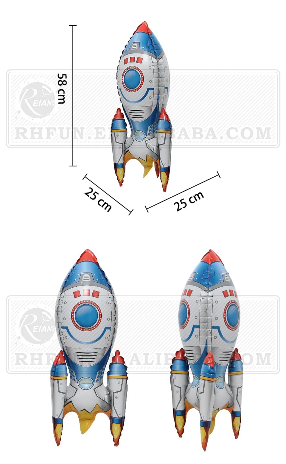 Inflatable Rocket spaceman astronaut Balloons Base Standing Rockets Foil Balloon Boys Space Theme Birthday Party Kids Toys Decor - 5