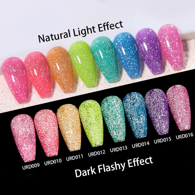 UR SUGAR 15ml Fluorescent Reflective Nail Gel Polish Flash Effect Glitter Neon Soak Off UV Gel Manicure Halloween Nail Art - 4