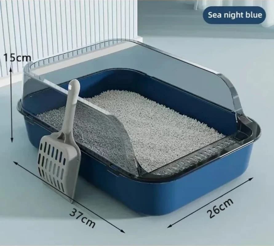 Kitty Sandbox Cat Litter Box Semi-enclosed Splashproof Cat Tray Cat Toilet Cleaning Basin Supplies Pet Toilet Kitten Tray Bedpan - 3