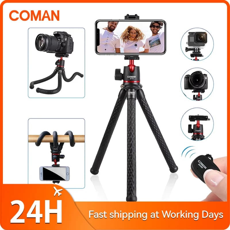 COMAN MT-35 Flexible Octopus Tripod For Smartphone DSLR Camera Tripod Travel Portable 2 in 1 Tripod With 1/4 Screw For Magic Arm