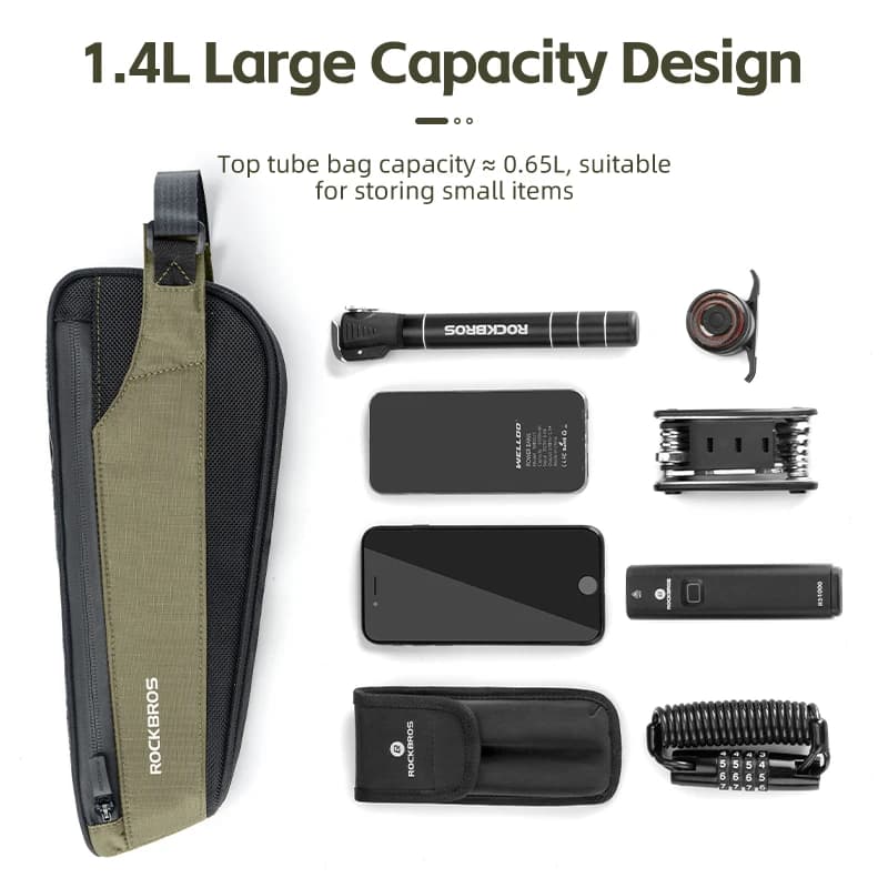 ROCKBROS Bike Bag Portable Bike Top Tube Frame Bag Nylon MTB Road Phone Tool Bag Reflective Ultralight Bicycle Pannier Accessory - 2