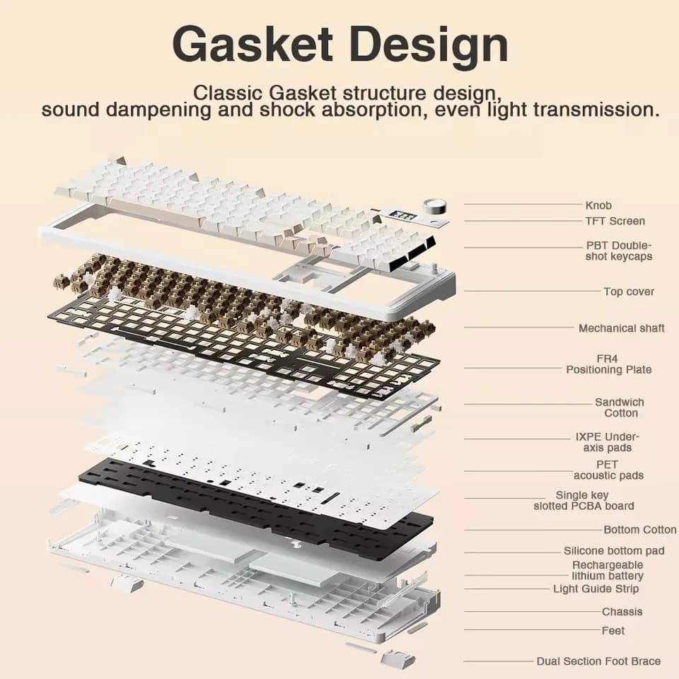 لوحة مفاتيح ميكانيكية AULA F108 Pro للألعاب، ثلاثية الوضع، مخصصة، متعددة المقابض، شاشة RGB، مع شاشة TFT الذكية - 5