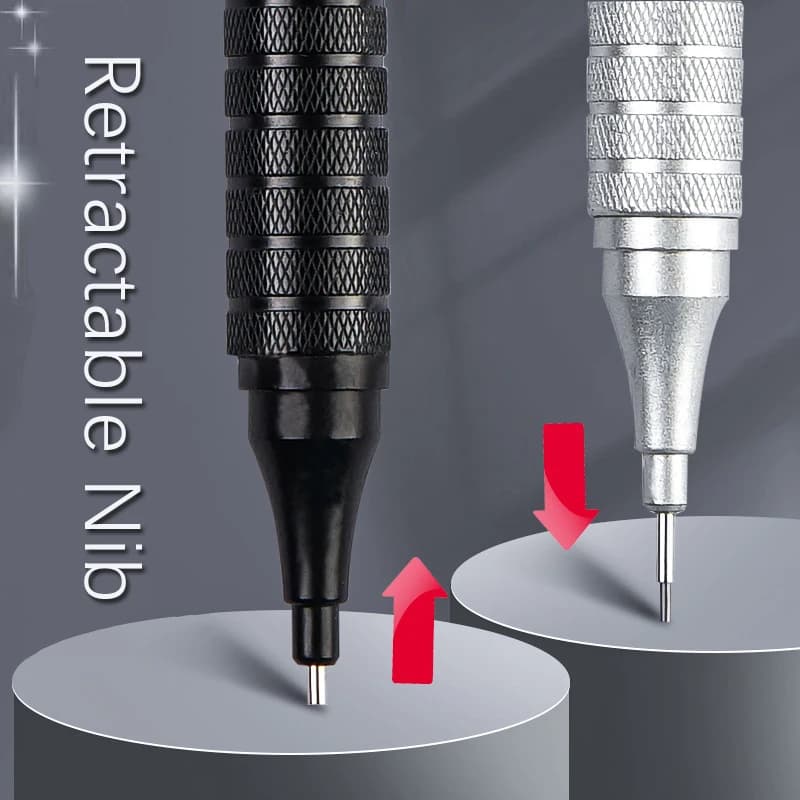 مجموعة أقلام رصاص ميكانيكية معدنية عالية الجودة، مع عبوات رصاص، أقلام رسم تلقائية 0.3، 0.5، 0.7، 2.0 مم، لوازم فنية - 3