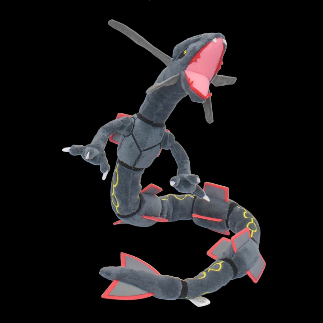 ألعاب حيوانات محشوة من القطيفة اللامعة من Rayquaza للهدايا القابلة للجمع، بلوشيز ناعم، شخصية كرتونية لطيفة باللون الأسود مقاس 12 بوصة - 6