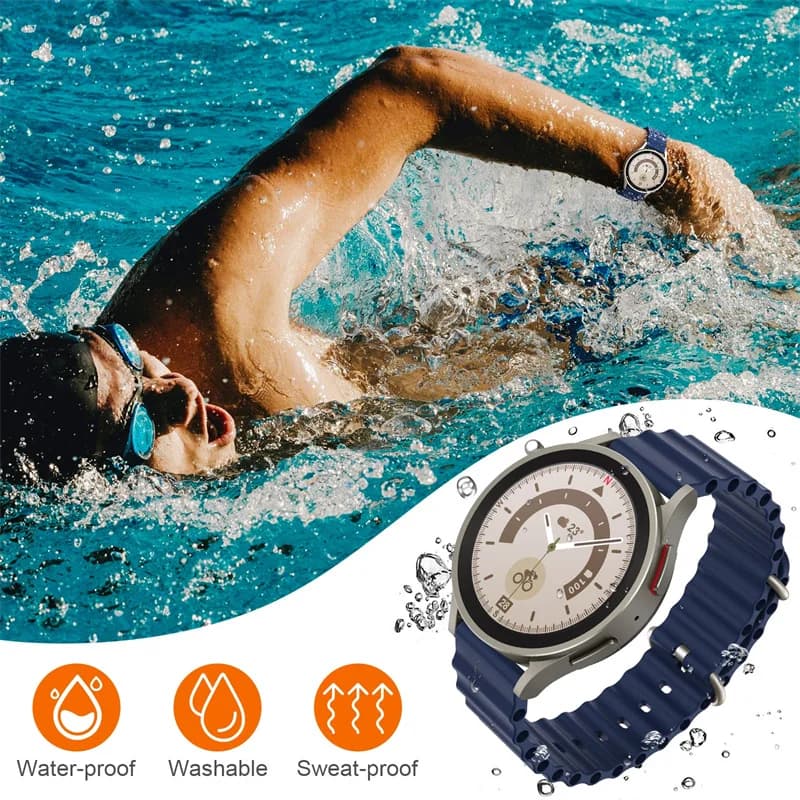 Ocean watch band For Samsung Galaxy Watch7 6 4-classic/5-Pro/active 2/Gear Silicone 22mm 20mm Bracelet Huawei GT 2 3 pro strap - 2