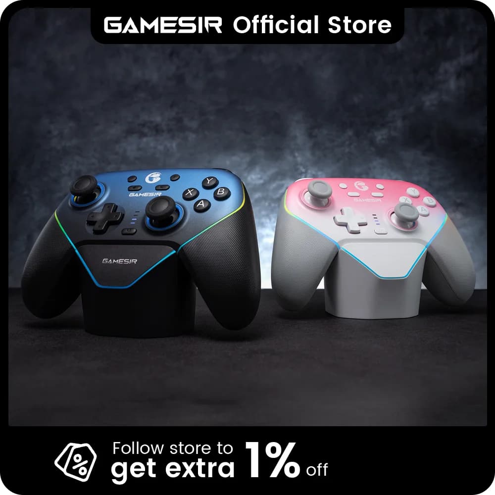 وحدة تحكم GameSir Super Nova اللاسلكية مع Bluetooth ومحطة شحن لأجهزة Nintendo Switch 2 وiPhone وAndroid وPC