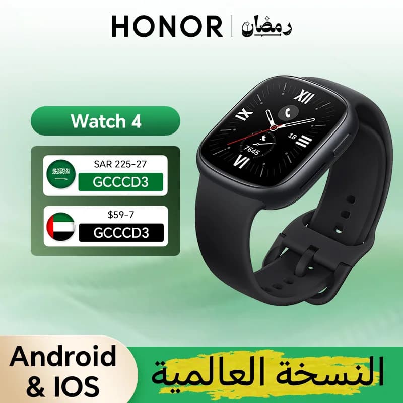 Honor Watch 4 Smartwatch With 1.75'' AMOLED Heart Rate Sleep Stress Monitors Sport Watchband 14 Days Long Battery Life