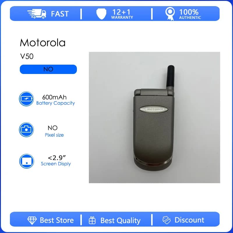 Refurbished Motorola V50 Original V50 Detachable Battery 600mAh 2G Cell Phone Wholesale Free shipping Only Support English