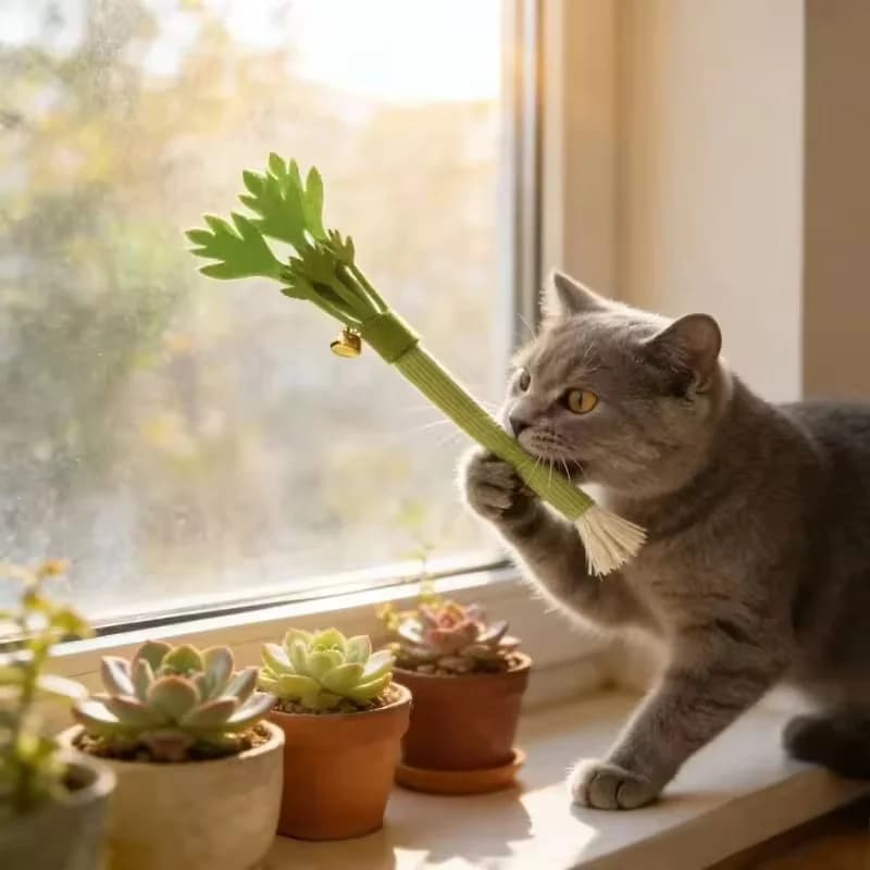 Cat Chew Toys Catnip Cat Teeth Cleaning Toy Interactive Self Playing Catnip Molar Stick Toys Bite Squeaky Cat Toy - 3