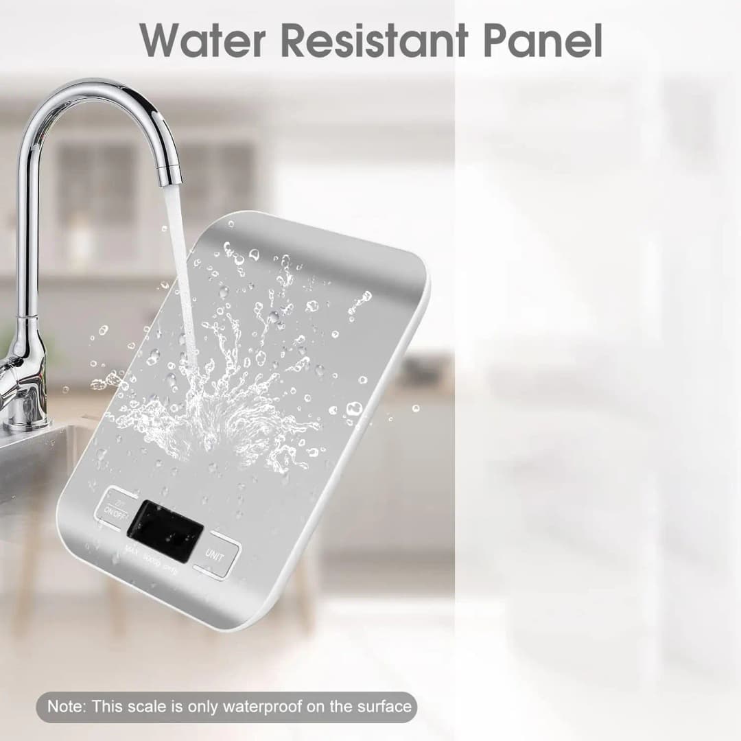 ميزان مطبخ رقمي 10 كجم مع وظيفة الإفراغ، مثالي لتخمير القهوة بشاشة LCD من الفولاذ المقاوم للصدأ - 6