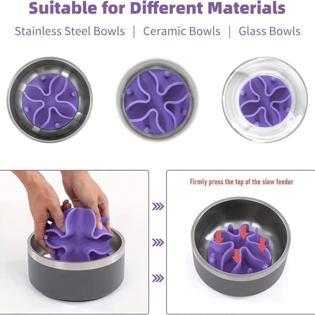 1Pc Soft Silicone Slow Feeder Puzzle Dog Bowl Insert-Stimulates Mind & Promotes Healthy Digestion Suitable for all sizes - 4