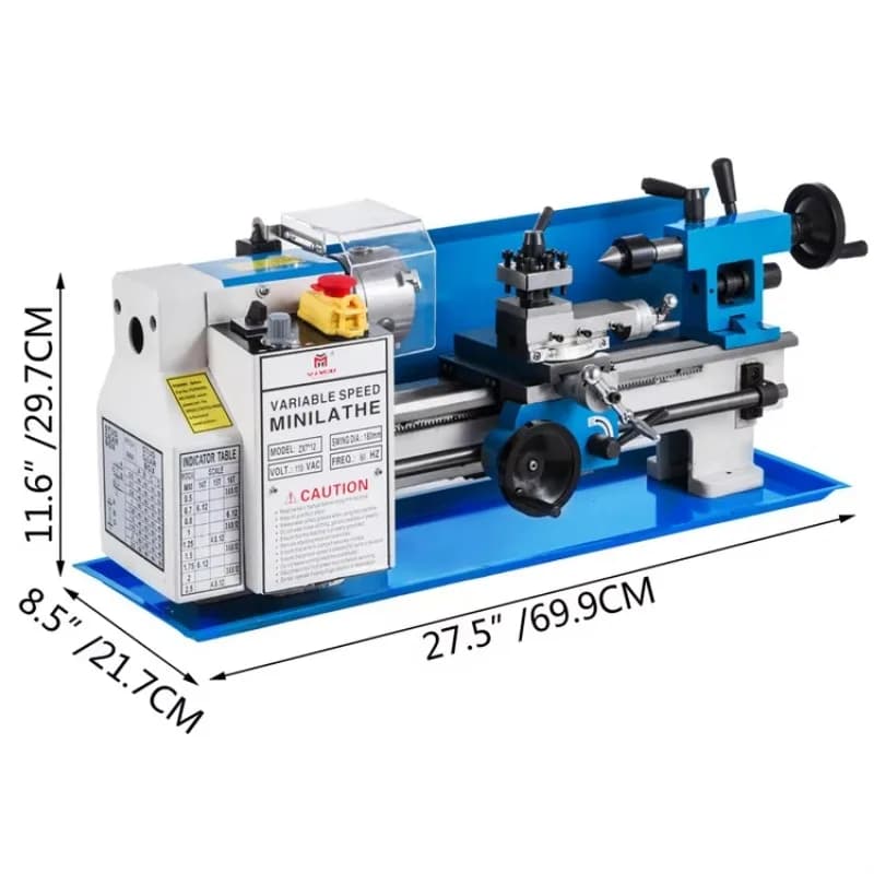 VEVOR منتج جديد مخرطة دقيقة 550 واط 7"x14" بناء حديدي متين مخرطة معادن صغيرة - 2