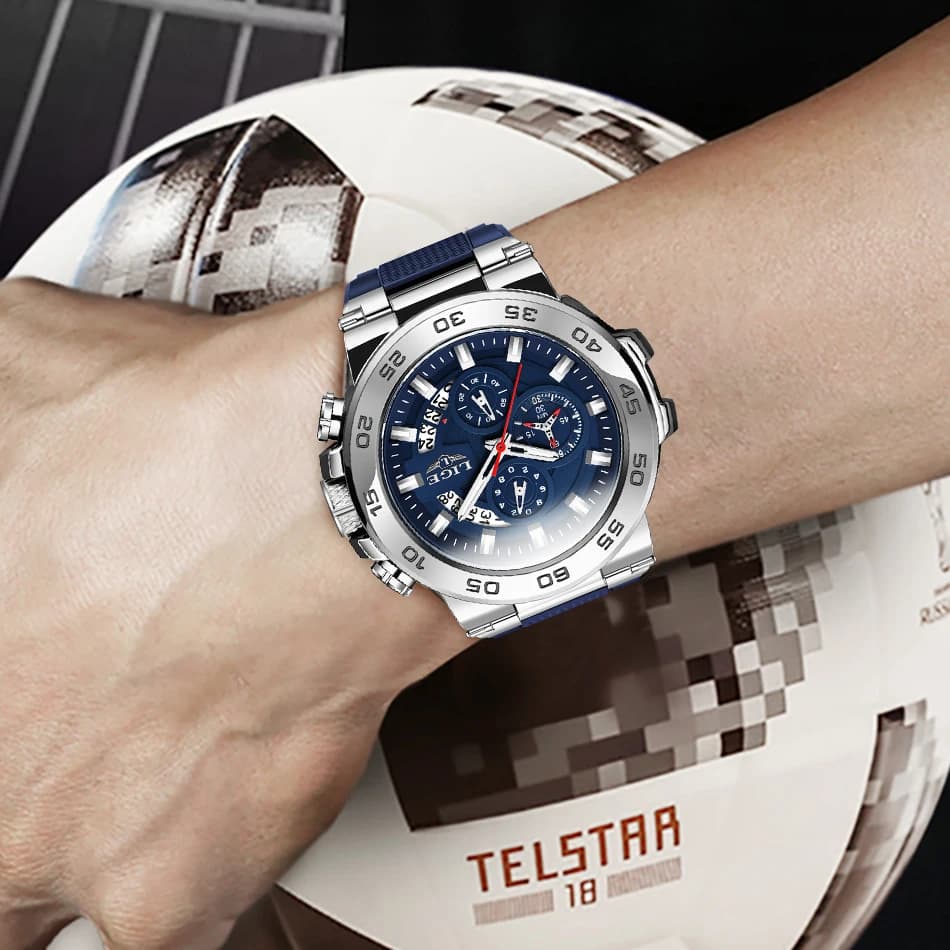 ساعة يد رقمية للرجال من LIGE، ساعات مضيئة مقاومة للماء للأعمال اليومية، كرونوغراف كوارتز عسكري، ساعة كبيرة - 5