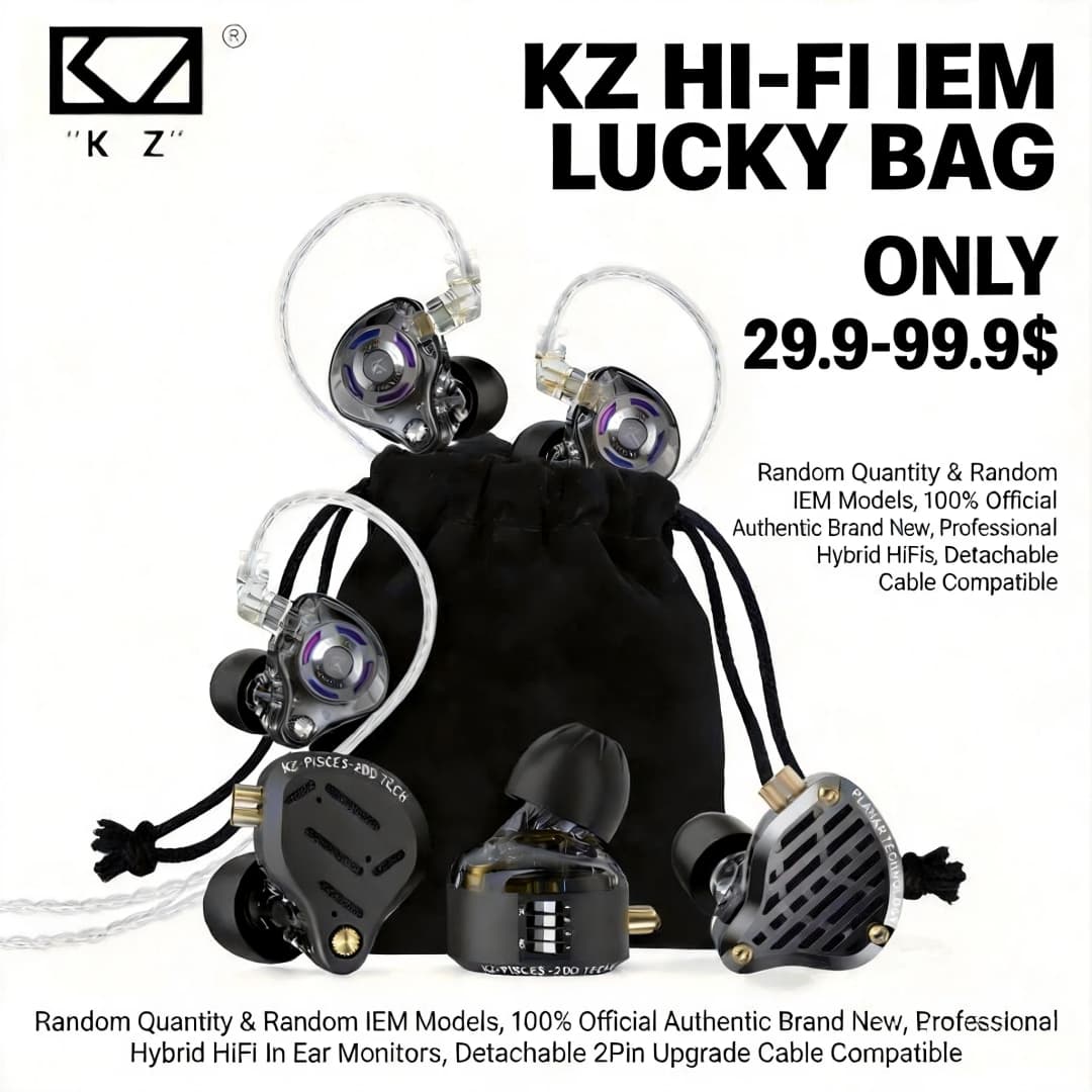 KZ Official 3-10pcs HiFi IEM Lucky Bag Multi-Tier Random Gale Dawn AS16 Pro Decet Duonic Saga Taurus Phantom 1Y Warranty - 2