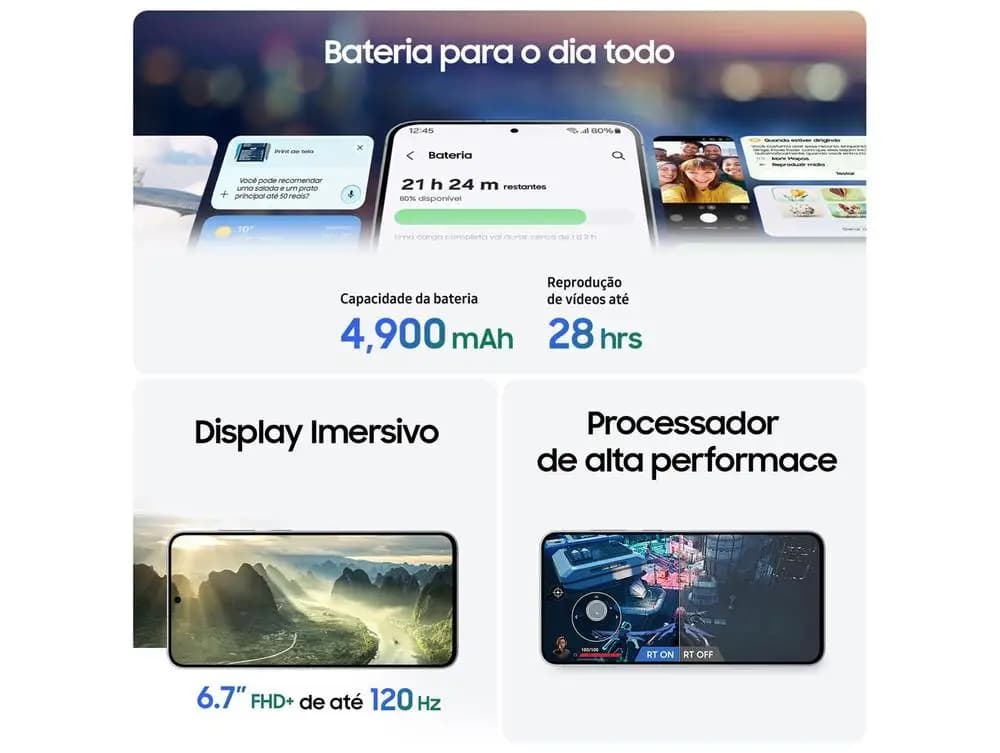 Smartphone Samsung Galaxy S25 FE 128GB 5G 8GB RAM JetBlack 6,7 "Camera. Triple + Selfie 12MP - 5