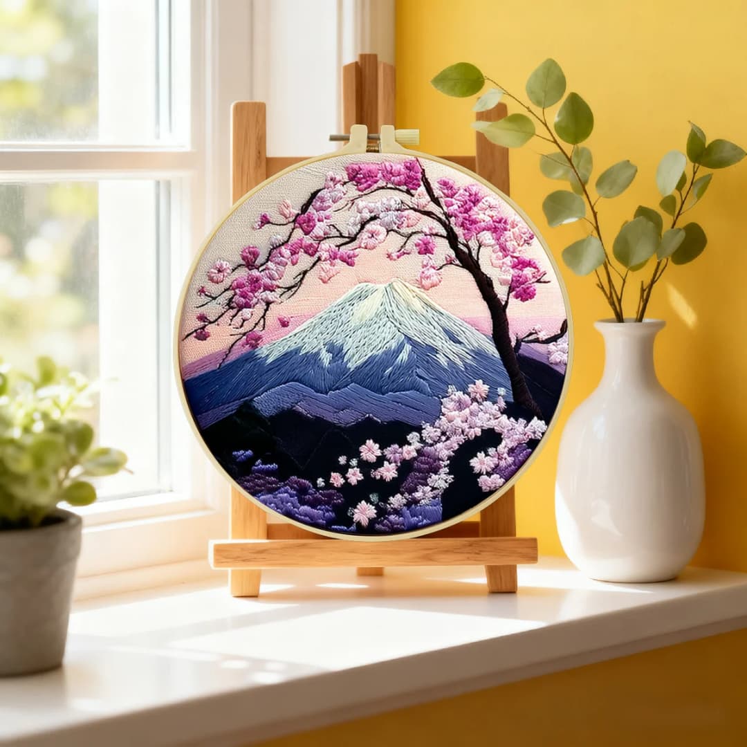 1pc 20X20CM/15X15CM 7.87/6.3inch mountain Embroidery Starter Kit DIY kit DIY embroidery kit manualidades Home Decor Sewing Art - 2