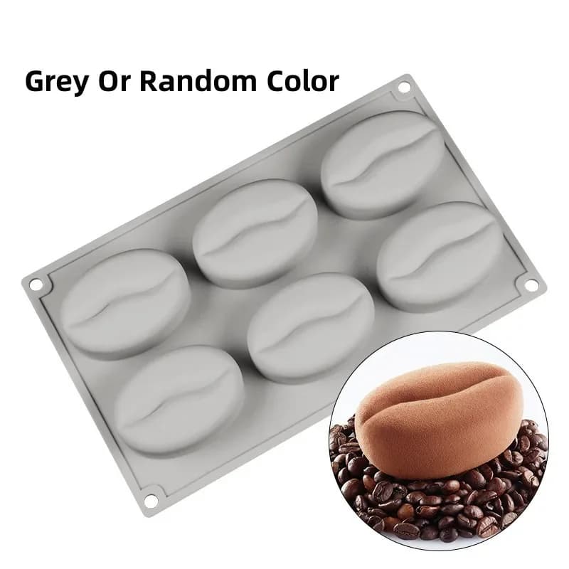 6 Cavities 3D Coffee Bean Silicone Ice Cube Mold Beans Mould Candy Fondant Mousse Cake Milk Chocolate Dessert Soap Wax Molds - 2