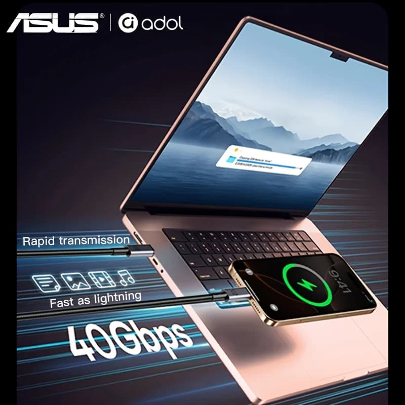 كابل ASUS USB4 بسرعة 40 جيجابت/ثانية وقوة 240 واط بدقة 8K لشحن Thunderbolt 4 Type C السريع ونقل البيانات USB C إلى C - 3