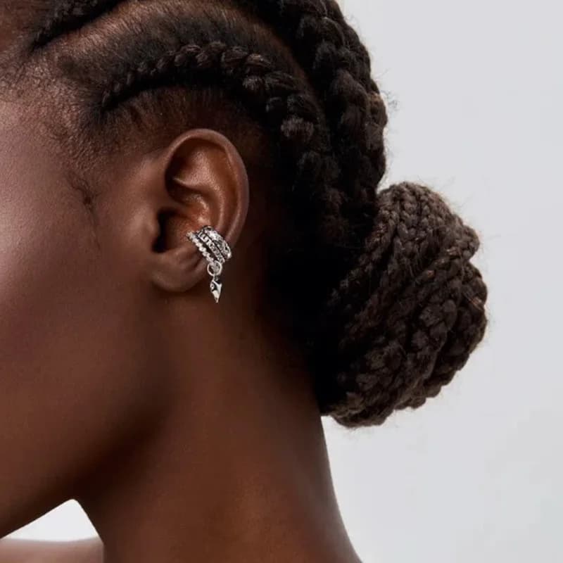 1pcs Vintage Romantic Heart Pendant Clip Earrings for Women No Piercing Multi-Layer Chain Ear Cuff Water Drop Teardrop Jewelry
