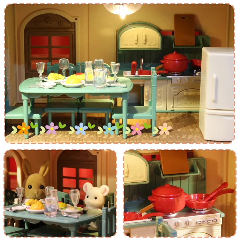 1:12 Miniature Furniture Forest Family Kitchen Toy Dining Table Dollhouse Accessories Bathroom Pretend Play For Girl Gifts Toys - 3