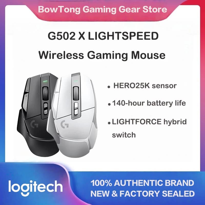 ماوس ألعاب لاسلكي Logitech G502 X LIGHTSPEED، مفاتيح هجينة بصرية ميكانيكية للرياضات الإلكترونية، شحن لاسلكي، قابل للبرمجة