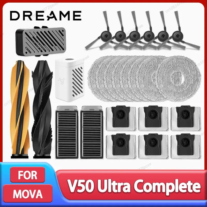Dreame MOVA V50 Ultra Complete Robot Vacuum Cleaner Replacement Accessories Main Side Brush Mop Cloth Hepa Filter Dust Bag Spare