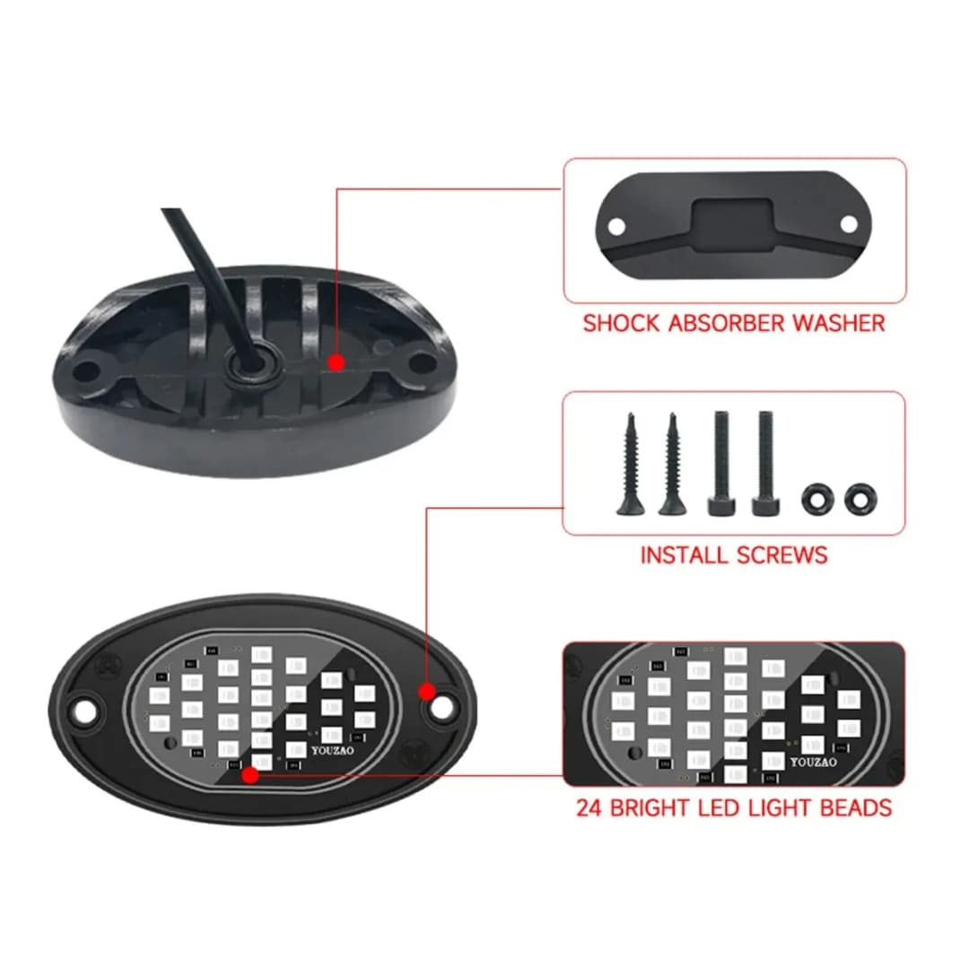 1/4pcs LED Car Chassis Light for Trucks LED Rock Lights with for Pickup Off Road Jeep SUV ATV UTV 12V Car RGB LED Rock Lights - 5
