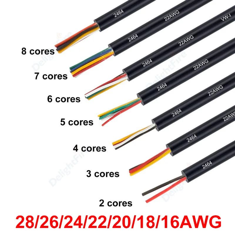 سلك صوتي إلكتروني 2 3 4 5 6 7 8 موصل مرن سلك كهربائي 12V كابل سيارة لسيارات LED ومكبرات الصوت والشاحنات