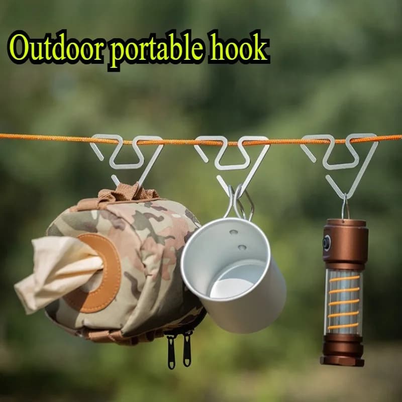 خطاف تخييم دائري من الفولاذ المقاوم للصدأ، أدوات خفيفة ومتعددة الوظائف للمشي لمسافات طويلة والسفر - 2