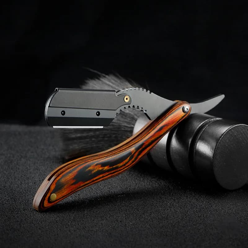 شفرة حلاقة للرجال، شفرة حلاقة يدوية احترافية، شفرة حلاقة مستقيمة من الفولاذ المقاوم للصدأ، قابلة للطي، أداة قص اللحية مع شفرة - 3