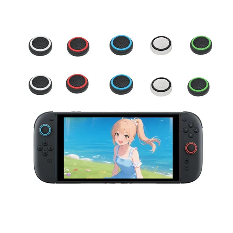 10 قطع أغطية قبضة سيليكون مضادة للانزلاق لعصا التحكم التناظرية، متوافقة مع Xbox One، Switch، PS3/PS4/PS5، Xbox، Steamdeck