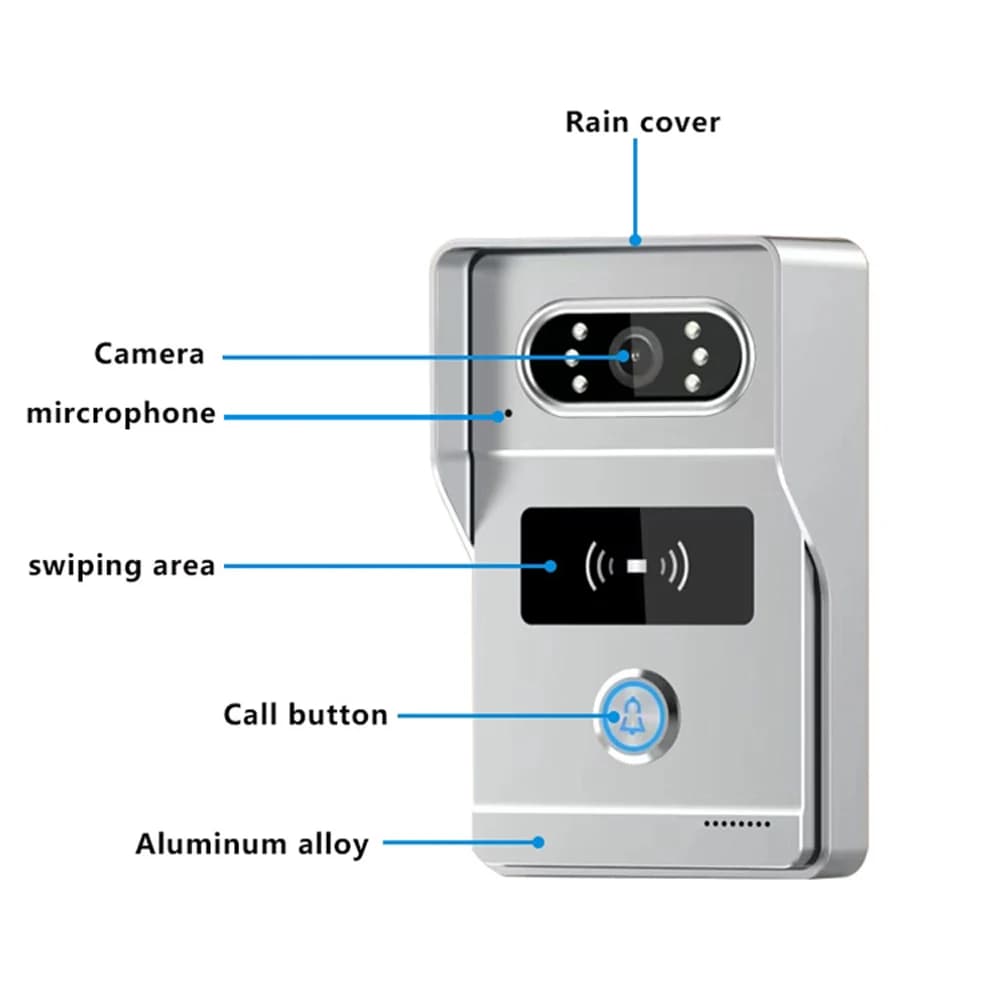 4 Wire Digital Video Intercom System 7 Inch Wireless WIFI Monitor 1080P Doorphone Camera Video Doorbell Card Tuya App Unlock - 5