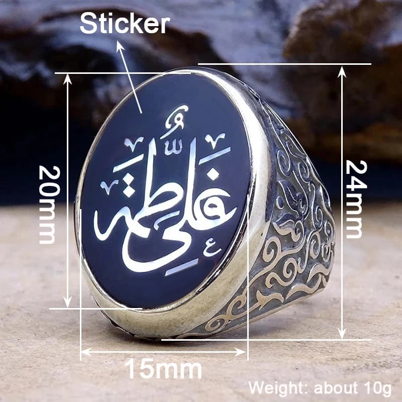 خاتم رجالي من هويتان بتصميم عربي مع نقوش الخط العربي، إكسسوارات أصابع مميزة للحفلات من المجوهرات المعدنية - 5