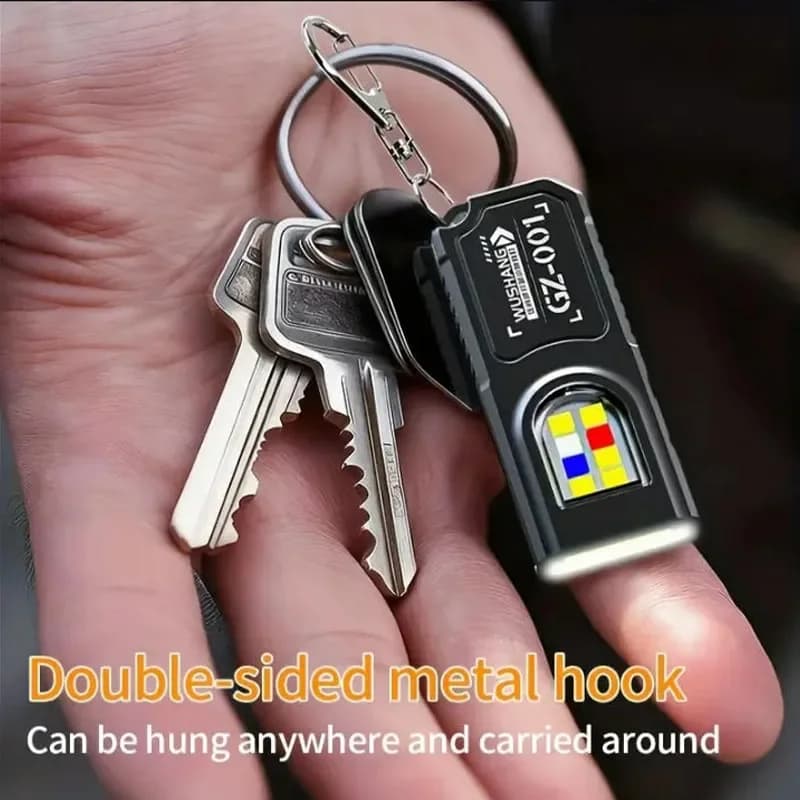 Powerful Mini COB LED Keychain Flashlight USB C Rechargeable Hanging Work Light Waterproof Keyring Camping Walking Pocket Lamp - 5