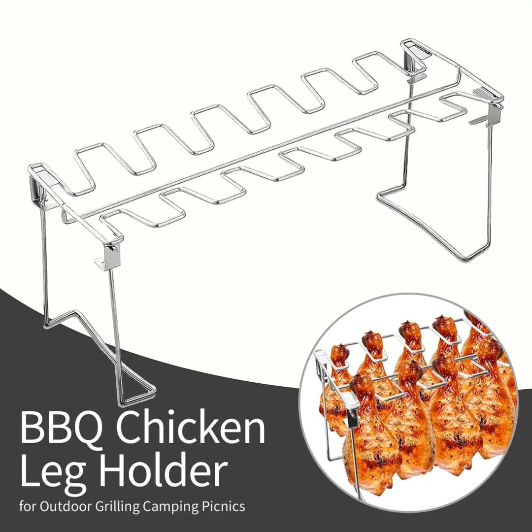 1 قطعة للطي الفولاذ المقاوم للصدأ الدجاج الساق الجناح رف الدجاج الساق شواء شواء الدجاج الجناح رف شواية عمودية لفرن شواء المدخن - 2