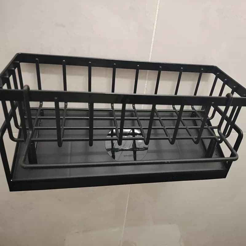 Drill-Free Sink Organizer Multi-Use Sponge Soap Holder Draining Rack for Kitchen Countertop Storage Waterproof Shelf 1PC - 6