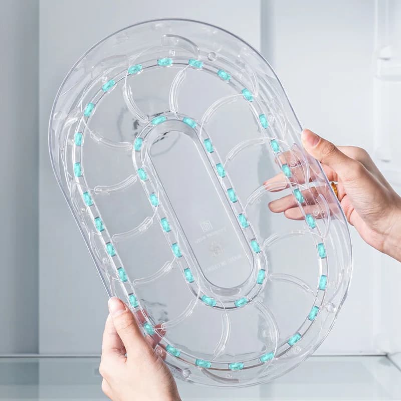 360 Rotating Refrigerator Storage Box Multifunctional Spice Organizer Simple Drink Tray for Kitchen Countertop - 3