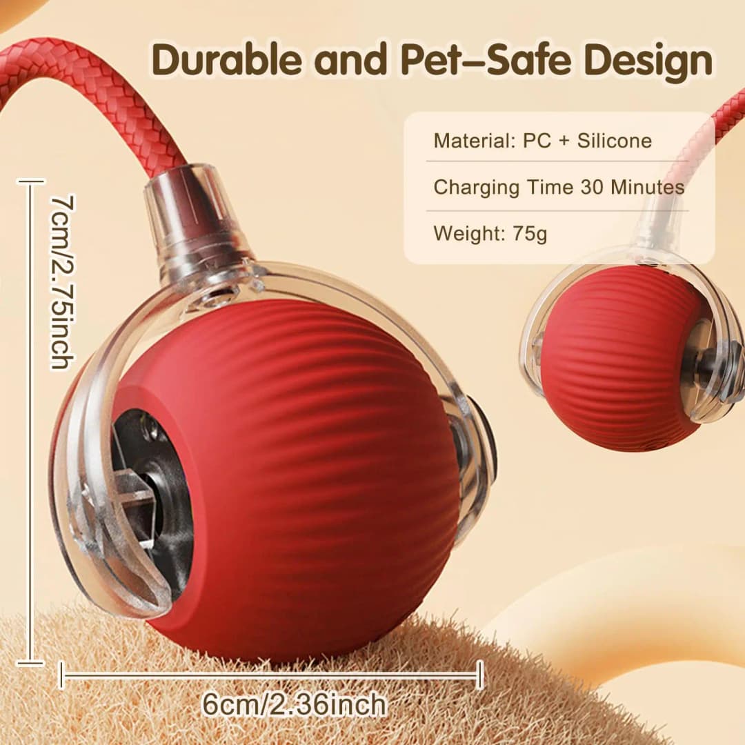 This interactive spherical toy for cats features an automatically rotating tail ball design and isarechargeable electric pet toy - 2