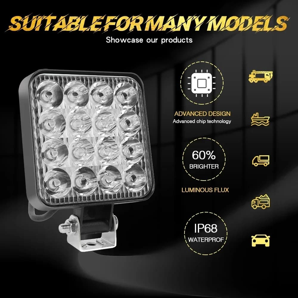4PCS 4inch LED Work Light Pods Spot Off Road ATV Truck Reverse Fog Lights 6000k Spot Flood Combo Beam 12V 24V IP68 - 2