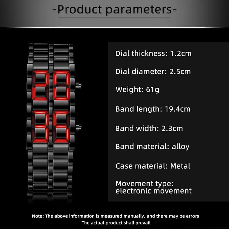 Fashion Mens Digital Lava Wrist Watch Men Black Full Metal Red Blue LED Display Watches Gifts for Male Boy Sport Creative Clock - 2