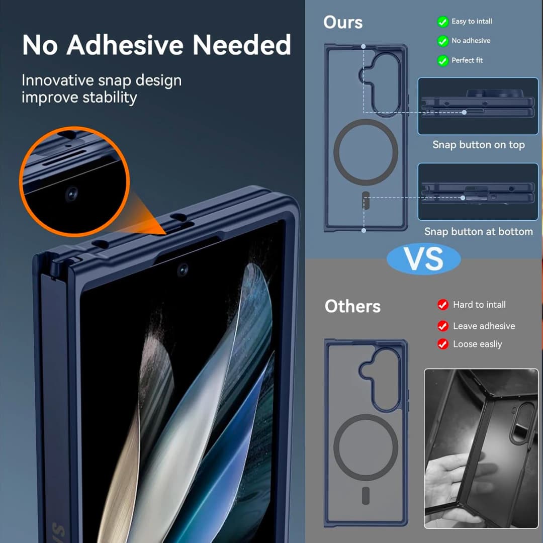 يويوكسيو - حافظة مغناطيسية شفافة رفيعة مع شحن لاسلكي لهاتف سامسونج جالاكسي Z Fold 7 - 3