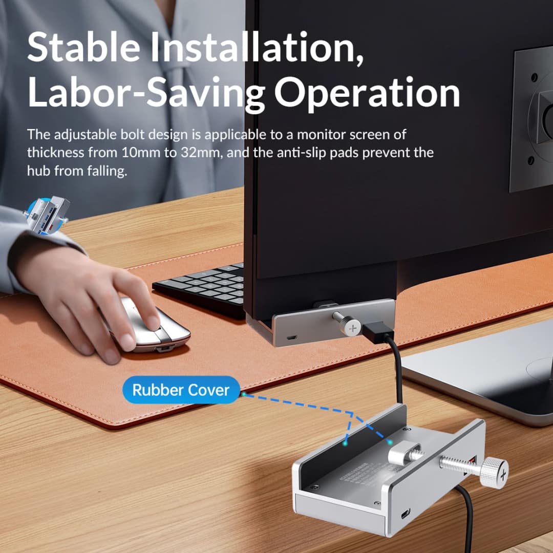 ORICO MH4PU 5GBPS Data Transmission Hub Aluminum 4 Ports USB 3.0 Clip HUB with Power Supply High Speed for MAC OS PC - 4