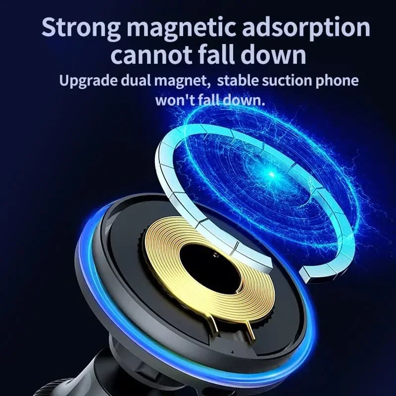 LED/RGB Magnetic Car Wireless Charger For iPhone 12 13 14 15 Pro Max Macsafe Car Phone Holder Stand Mount Fast Charging Station - 6