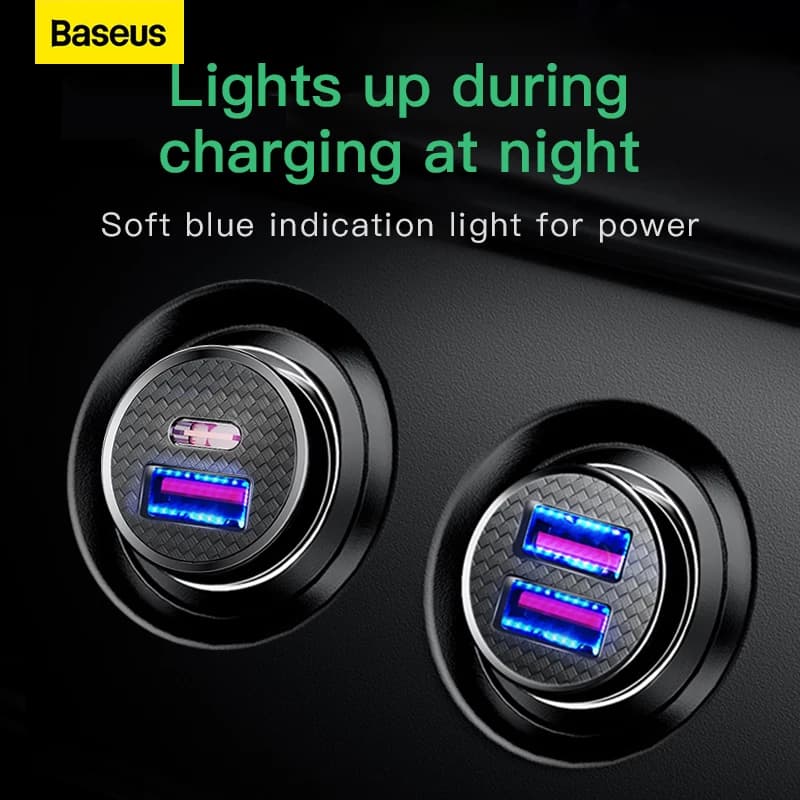 شاحن سيارة Baseus USB شحن سريع 4.0 QC4.0 QC3.0 PPS SCP 5A PD Type C 30 واط، شاحن سيارة سريع لهواتف آيفون وشاومي - 5