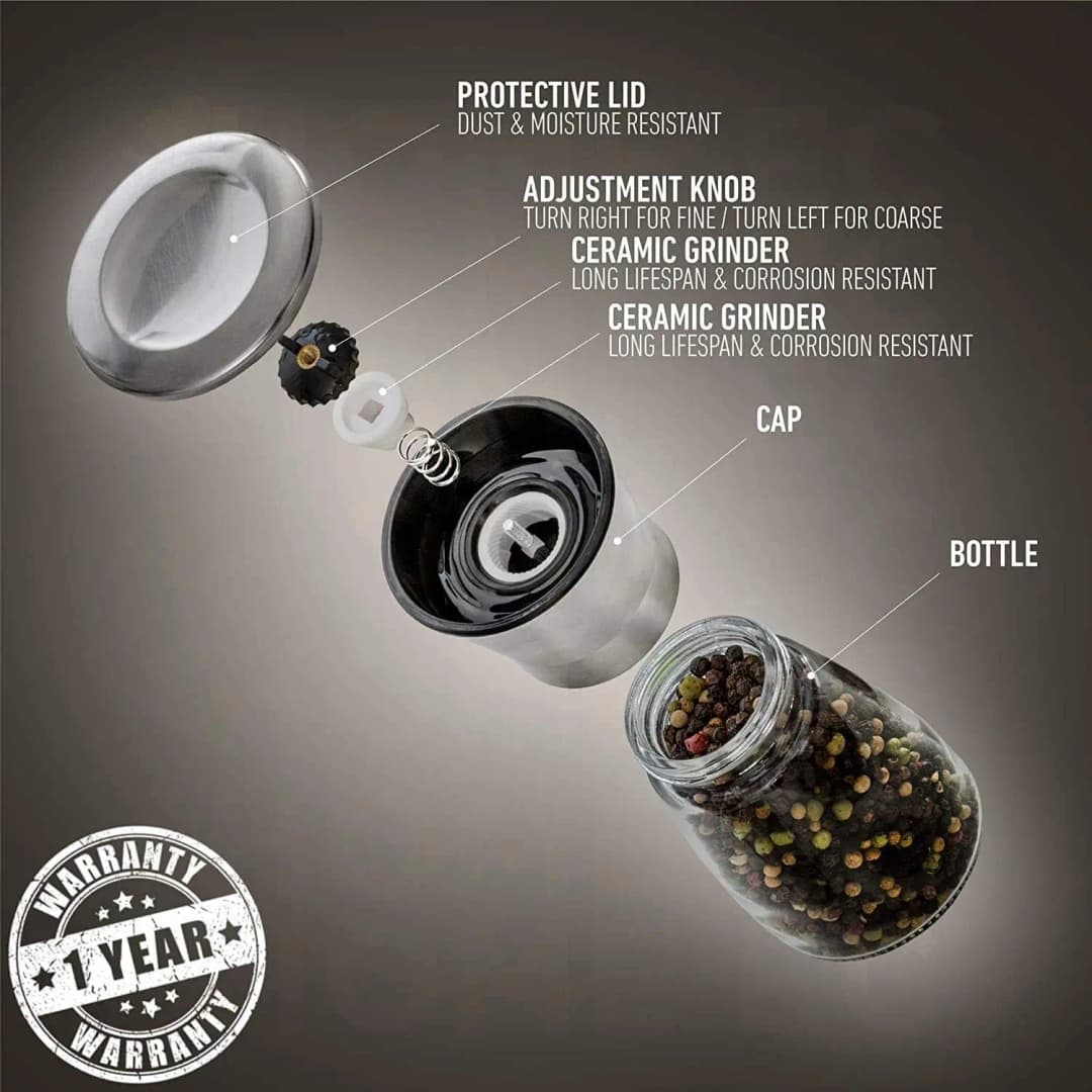 مطحنة يدوية للملح والفلفل والقهوة وآلة طحن البودرة من الفولاذ، مطحنة توابل، رجاجة ملح، إكسسوارات مطبخ - 5
