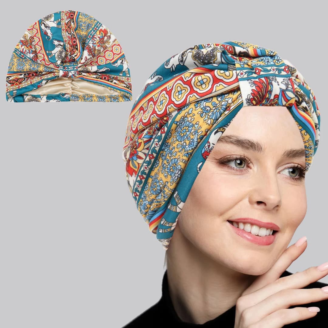 غطاء كيميائي بعقدة ملتوية للنساء المسلمات، قبعة سرطان، عمامة، غطاء رأس، وشاح رأس، قبعة هندية، قبعات صغيرة، قبعة إسلامية عربية - 4