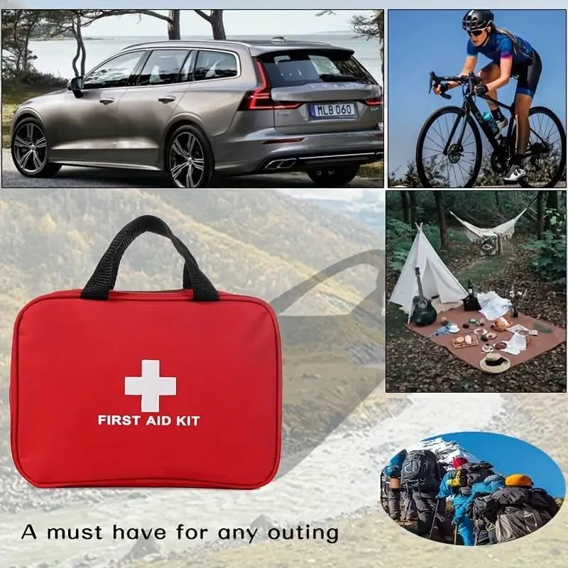 184pcs First Aid Kit, Multi-purpose Emergency Medical Supplies Portable Medical Bag, For Outdoor Hiking, Camping And More - 4
