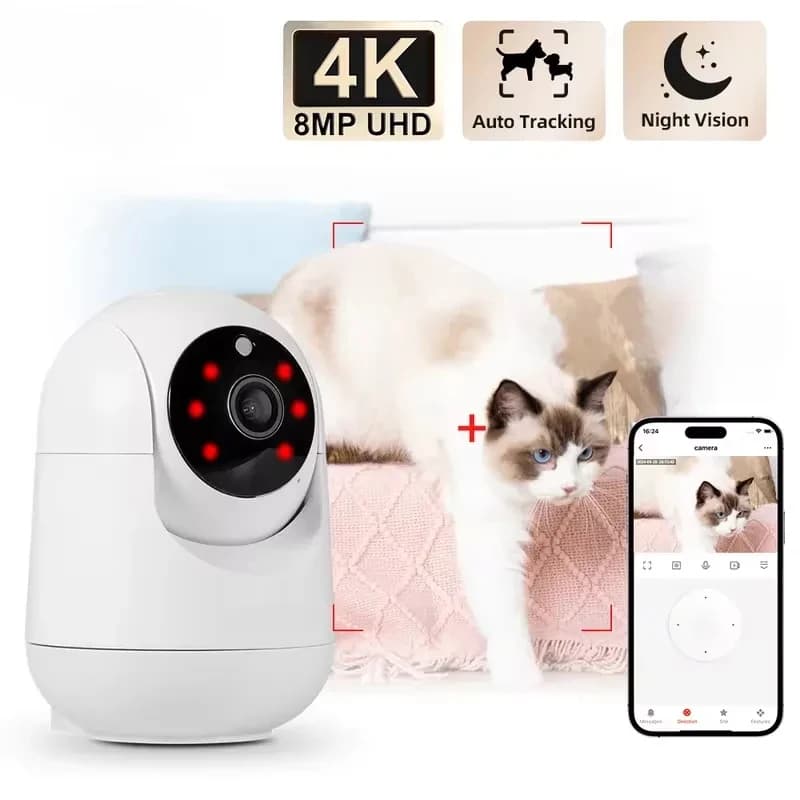 360° Smart Home Security Camera PTZ 2K 1620P AI Detection Night Vision Automatic Tracking Security Surveillance Baby Monitor