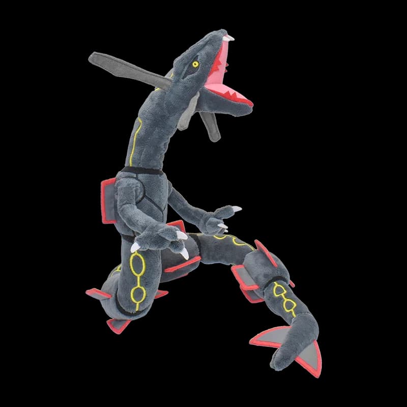 ألعاب حيوانات محشوة من القطيفة اللامعة من Rayquaza للهدايا القابلة للجمع، بلوشيز ناعم، شخصية كرتونية لطيفة باللون الأسود مقاس 12 بوصة - 3